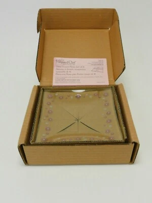 4 The Pampered Chef Daisy Dessert Plates 6" Pink Square Appetizer #2818 Retired  - Image 1 of 4