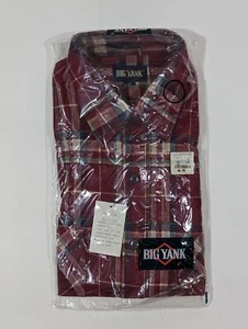 Big Yank Herren Flanellhemd Größe Large rot weiß kariert 100 % Baumwolle Vintage neu mit Etikett - Bild 1 von 8