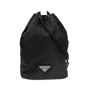 Prada Black Tessuto Nylon Triangle Logo Drawstring Bucket Bag NEW - Picture 1 of 10