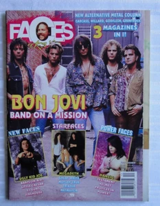 Vintage Magazine Faces Rocks Dec 1992 Bon Jovi Megadeth Danzig Ugly Kid Joe 70 - Picture 1 of 13