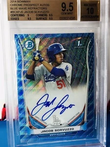 🔥2014 Bowman Chrome BLUE WAVE Refractor Jacob Scavuzzo Auto #150 Prospect ⚾️obo - Picture 1 of 9