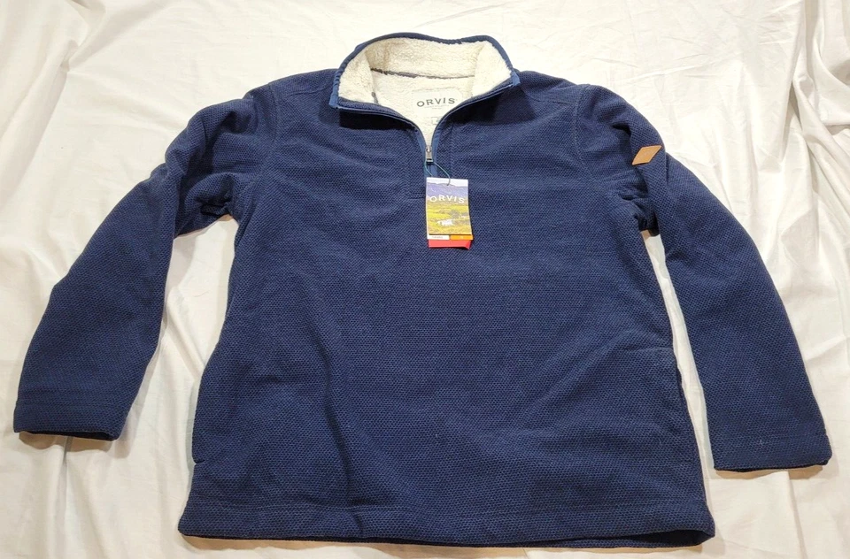 Orvis Men’s Fleece Lined Quarter Zip Pullover Navy Med