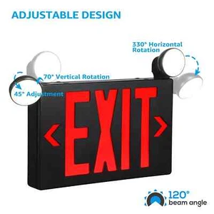 8 Pack Black Exit Sign with Emergency Lights, 2 LED Adjustable Heads - Picture 1 of 6