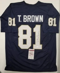 TIM BROWN Signed Autographed NOTRE DAME IRISH Custom Blue SZ XL Jersey. WITNESS - Picture 1 of 6