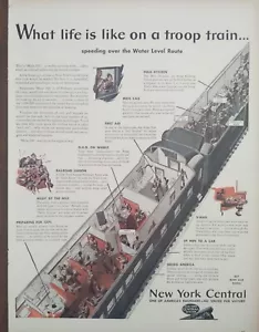 1943 De colección New York Central anuncio impreso Guerra Mundial soldados fuera al combate - Imagen 1 de 1
