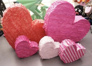 2 Large and 3 Mini Heart Valentine’s Day Love Piñatas | Handmade 18” | Pinatas - Picture 1 of 6