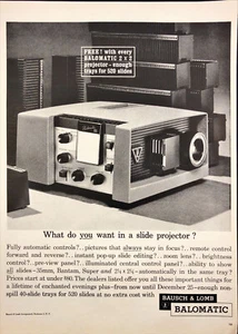 1961 Bausch & Lomb Balomatic Diaprojektor Printwerbung - Bild 1 von 6