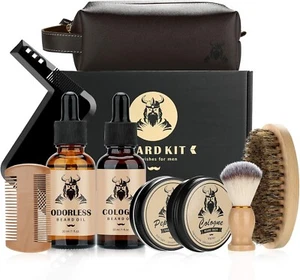 Beard Kit Gifts for Men 9 Pcs Beard Care Grooming Kit Beard Growth Kit Unique - Picture 1 of 8