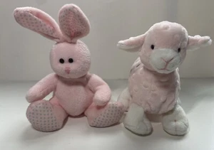 Rosa Hase mit grauen Tupfen 8 Zoll und rosa Lamm 7 Zoll superweicher Plüsch Menge 2 - Bild 1 von 10