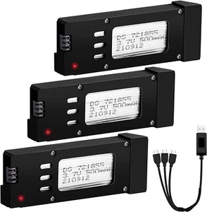 3 Stück 3 in 1 3,7V Akkus für RC Quadrocopter Drohne E58 S168 JY019 Akkupack - Bild 1 von 12