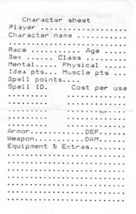 Dinky Dungeons Character Record Sheet (single)--F to G cond. - Picture 1 of 1