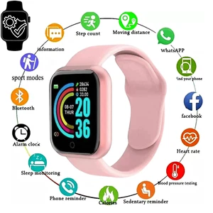 Sports Smartwatch Men Women Step Count Fitness Health Tracker Unisex Wrist Watch - Afbeelding 1 van 18