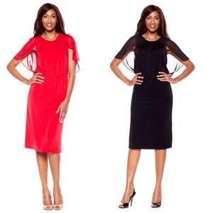 Slinky Brand Chiffon Cape Dress 246361-J -NI- (S, Red) - Picture 1 of 2