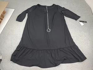 NUEVO CON ETIQUETAS AGB Vestido Negro Talla 1X Mangas 3/4 Hasta la Rodilla - Imagen 1 de 10