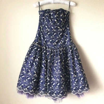 Vestido de fiesta vintage años 90 Jessica McClintock sin tirantes talla pequeña retro caprichoso Foto 1 de 4