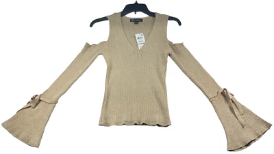 Suéter International Concepts Mujer Talla Pequeña Dorado Hombro Frío Campana Slv Nuevo Foto 1 de 4