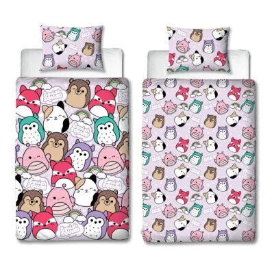 CHARACTER WORLD Squishmallows Single Duvet Cover Reversible Kids Bedding with Pillow Case Set