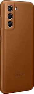 Samsung Galaxy S21 Case, Leather Back Cover -Brown (US Version) - Picture 1 of 2
