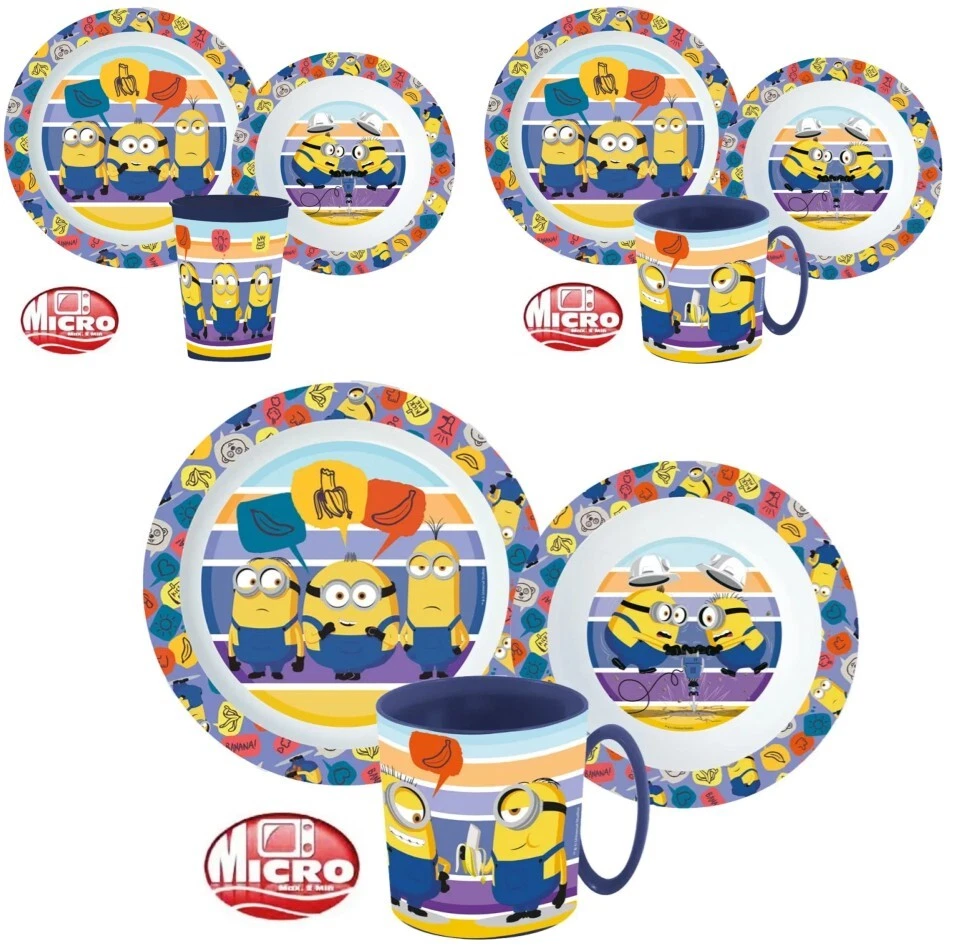 Minions Children's Dinnerware Set 3 Pcs. Breakfast Set Dish Set Microwave ☆ - Image 1 of 1