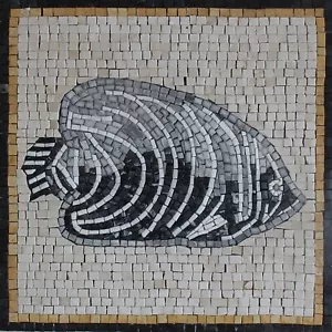 Mosaik Marmor Aquarium Wandbild grau gestreift Fische Wohndeko Fliese Kunst - Bild 1 von 1