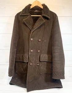 Stanford Sheepskin Double Breasted Antilopel Suede Lined Fur Coat Size 38 Brown - Picture 1 of 15