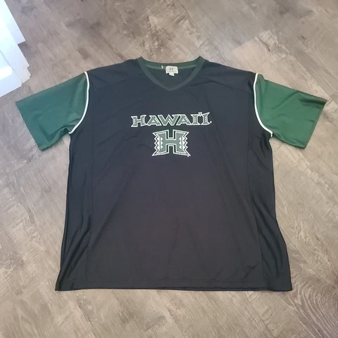 Kop retro UH university Hawaii Rainbow Warriors large logo green JERSEY mesh 3x Cover