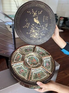 Chinesisches antikes Porzellan Schnittteller Set mit Box "12" (W) DC055 - Bild 1 von 10