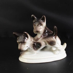 Vintage 1940s Ceramic Terrier Schnauzer Dogs Puppies Playing Figurine Japan 4" L - Picture 1 of 5