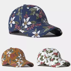 Women Flower Baseball Cap Washed Cotton Leaf Printed Hat Soft Lo Pro Strapback - Picture 1 of 32