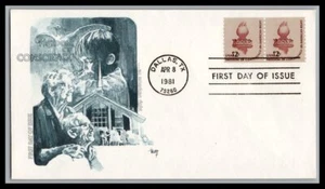 US FDC # 1816 12c Freedom of Conscience pair Marg 1981, 9p2028 - Picture 1 of 1