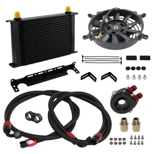 Universal 25 Row 8AN Engine Oil Cooler Mount Kit with Electric Fan 12V 2900RPM - Picture 1 of 10
