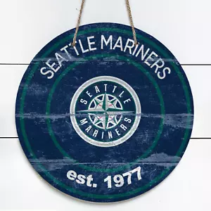 Seattle Mariners 10" Metal Indoor/Outdoor Round Sign (Vintage Look) - Picture 1 of 1