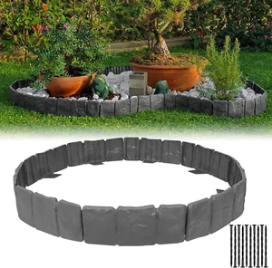 Garden Edging Border NO DIG, with Landscape Edging Anchoring Spikes, Gray Stone - Picture 1 of 12