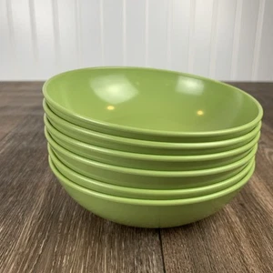 Set of 6 Vintage Melamine Avocado Green 6" Cereal Bowls #201 - Picture 1 of 6