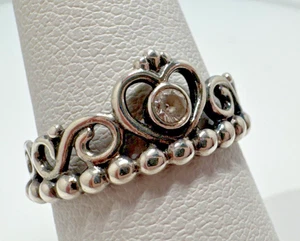 Pandora Prinzessin Tiara Krone Klar CZ Sterling Silber Ring 54 (7) - Bild 1 von 7