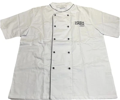 Men's Short Sleeve Chef Coat Jacket Sz XL White Black Trim Restaurant - Image 1 of 4