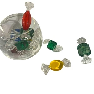 Vintage Hand Blown Glass Candy Lot w/ Clear Bowl Colorful Decorative Pieces - Picture 1 of 7