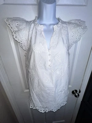 Blusa costera nueva sin etiquetas Vineyard Vines X pequeña blanca con ojales concha marina XS Foto 1 de 4