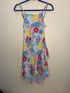 BCBG Girls Size 12 White Zaneta Tie Back Dress Ruffle Floral - Picture 1 of 4