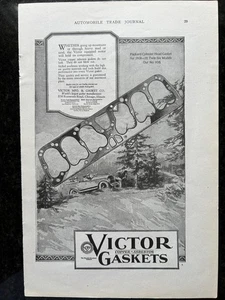 1918 Victor Gasket Print-Ad / Great Art Touring Car driving through woods - Picture 1 of 1