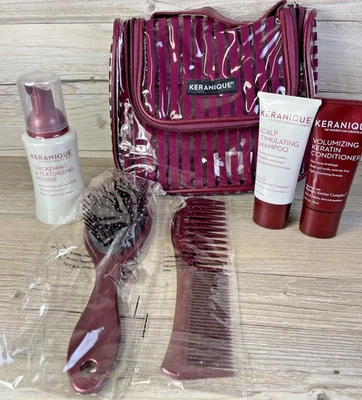 Keranique Thickening Mousse and Travel Bundle with Bag, Comb & Brush New Sealed - Image 1 of 4