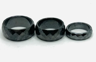 Lote Anillos Hematita Facetados Negro Magnético Unisex Terapia Artritis 5.5, 9, 11 Foto 1 de 4