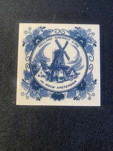 Azulejo Holland America Line Blue Delft... ms Nieuw Amsterdam  - Imagen 1 de 5