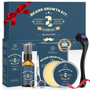 Bartwuchsmittel Wachstum Set Bartwuchs Bartroller Beard Bartöl Bart Growth Kit - Bild 1 von 7