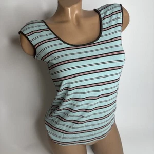Yansi Fugel Y2K Striped Scoop Tank XS Twee Indie Sleek Soft Girl Stretchy Top - Picture 1 of 10