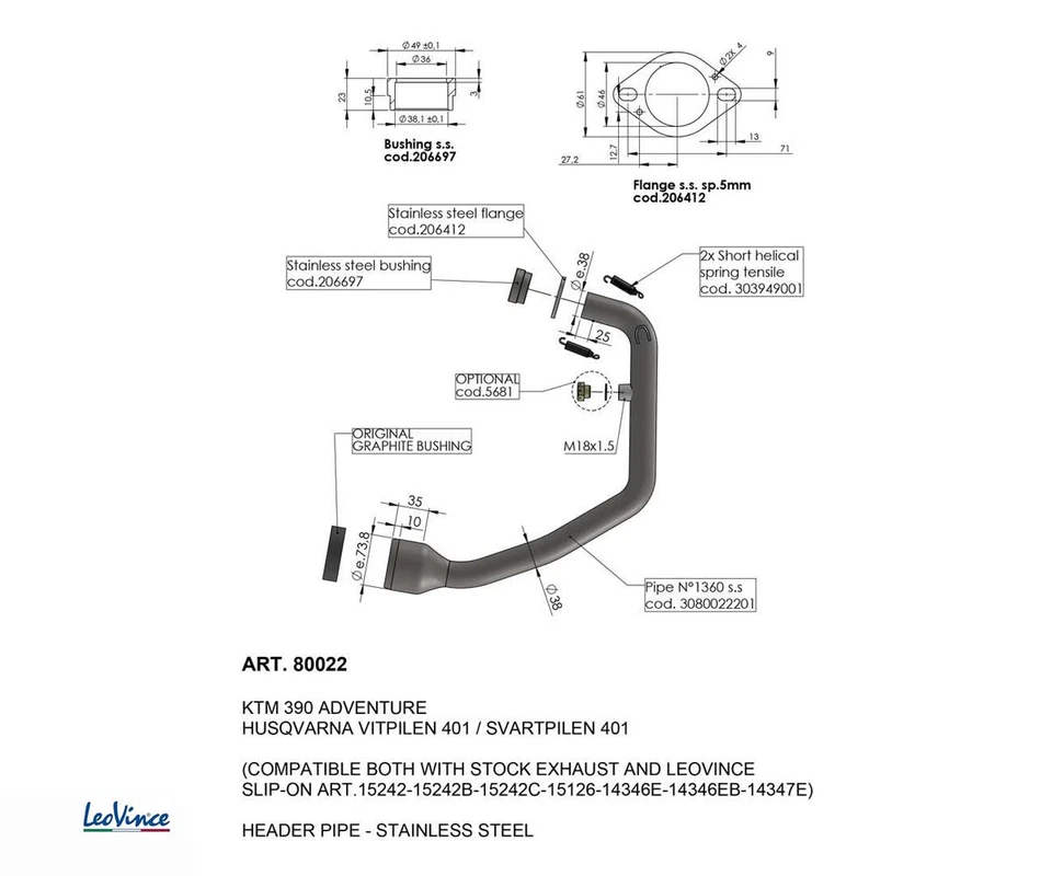 COLLECTEUR Pots echappement Leovince HUSQVARNA SVARTPILEN 401/VITP 401 2020 2023 - Photo 1/1
