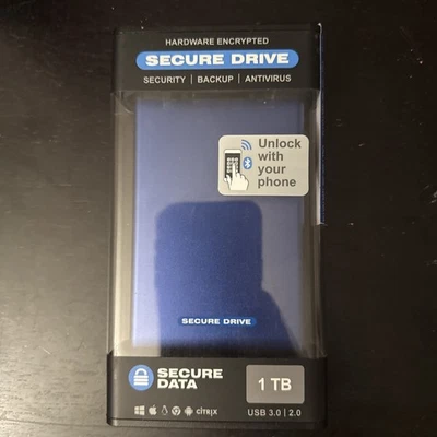 SecureData 1TB SecureDrive BT Hardware Encrypted External Portable HDD - Image 1 of 2