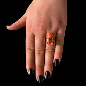 Anello con gatto in Corallo naturale - Foto 1 di 5