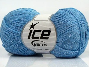 8-Skein Lot Elegant Metallic Cotton Yarn 8x50g Light Blue - Picture 1 of 4