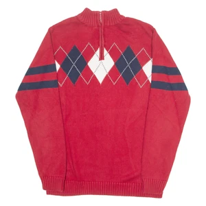 TOMMY HILFIGER Jungen Pullover rot Argyle 1/4 Zip eng Strick L - Bild 1 von 6